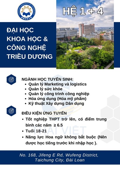 TUYỂN SINH - Đại Học Khoa Học và Công Nghệ Triều Dương - Hệ 1 + 4