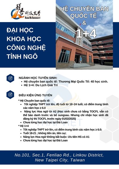 TUYỂN SINH - Đại Học KHCN Tỉnh Ngô - Hệ Chuyên Ban Quốc Tế & 1 + 4