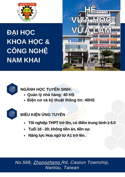 TUYỂN SINH - Đại Học Khoa Học và Công Nghệ Nam Khai - Hệ vừa học vừa làm