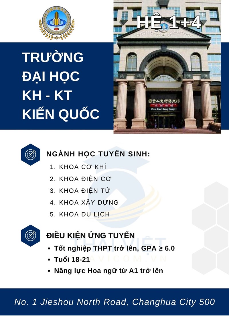 TUYỂN SINH TRƯỜNG ĐẠI HỌC KỸ THUẬT KIẾN QUỐC