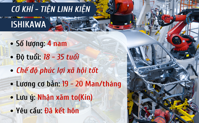 ĐƠN HÀNG CƠ KHÍ - TIỆN LINH KIỆN TỈNH ISHIKAWA