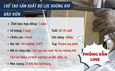 ĐƠN HÀNG CHẾ TẠO SẢN XUẤT BỘ LỌC KHÔNG KHÍ - ĐÀO VIÊN