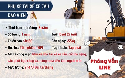 ĐƠN HÀNG PHỤ XE TÀI XẾ XE CẨU tại ĐÀO VIÊN